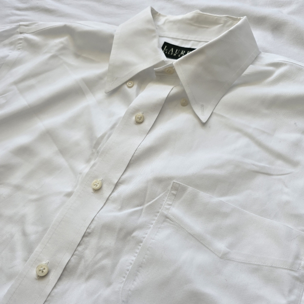Lauren Ralph Lauren White Classic Fit Non Iron Button Down Shirt Size 17.5 36/37